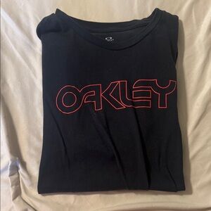 Oakley Black Tee with Vibrant Red Lettering
